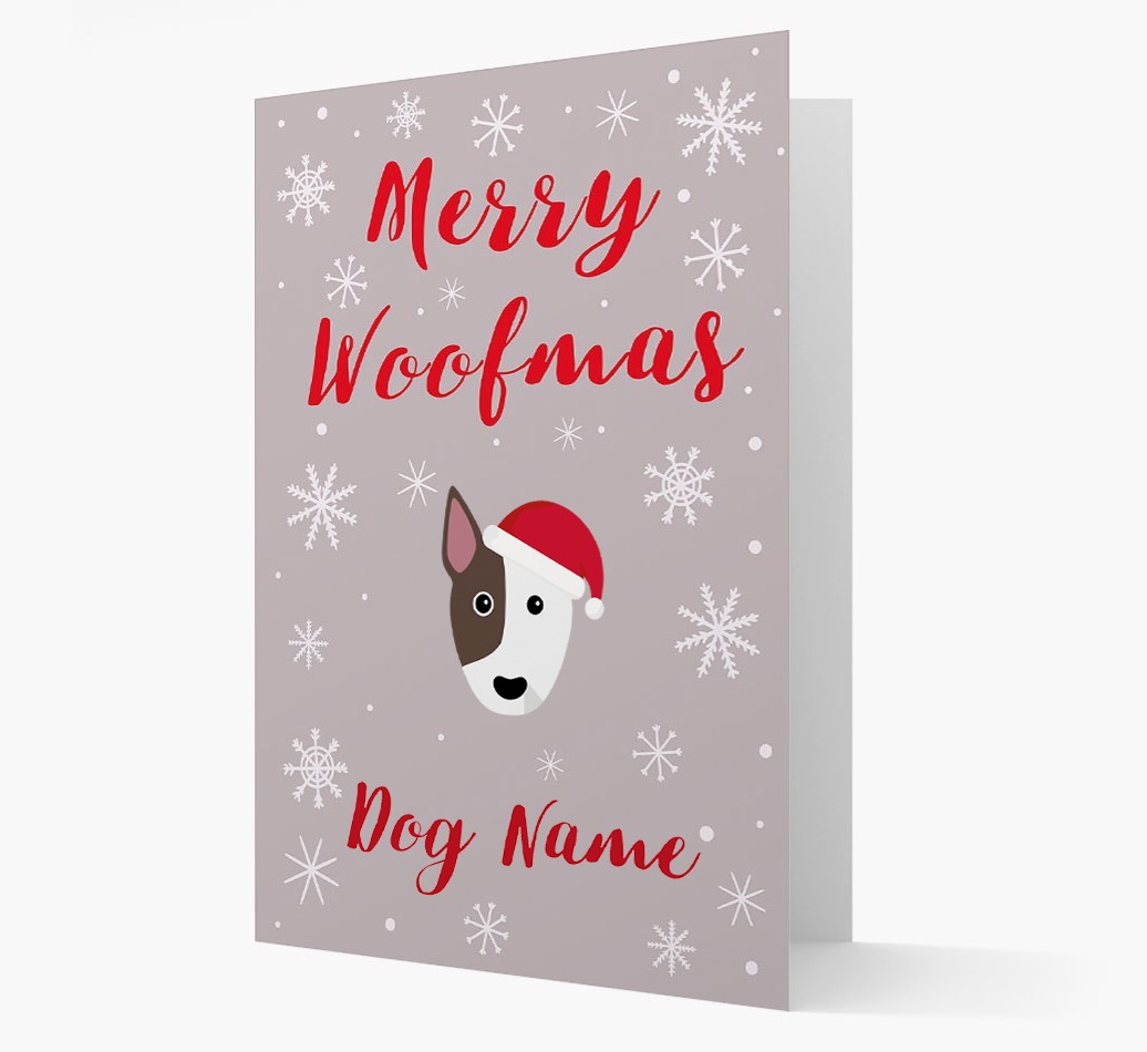 'Merry Woofmas {dogsName}' Card with your {breedFullName} Christmas Icon
