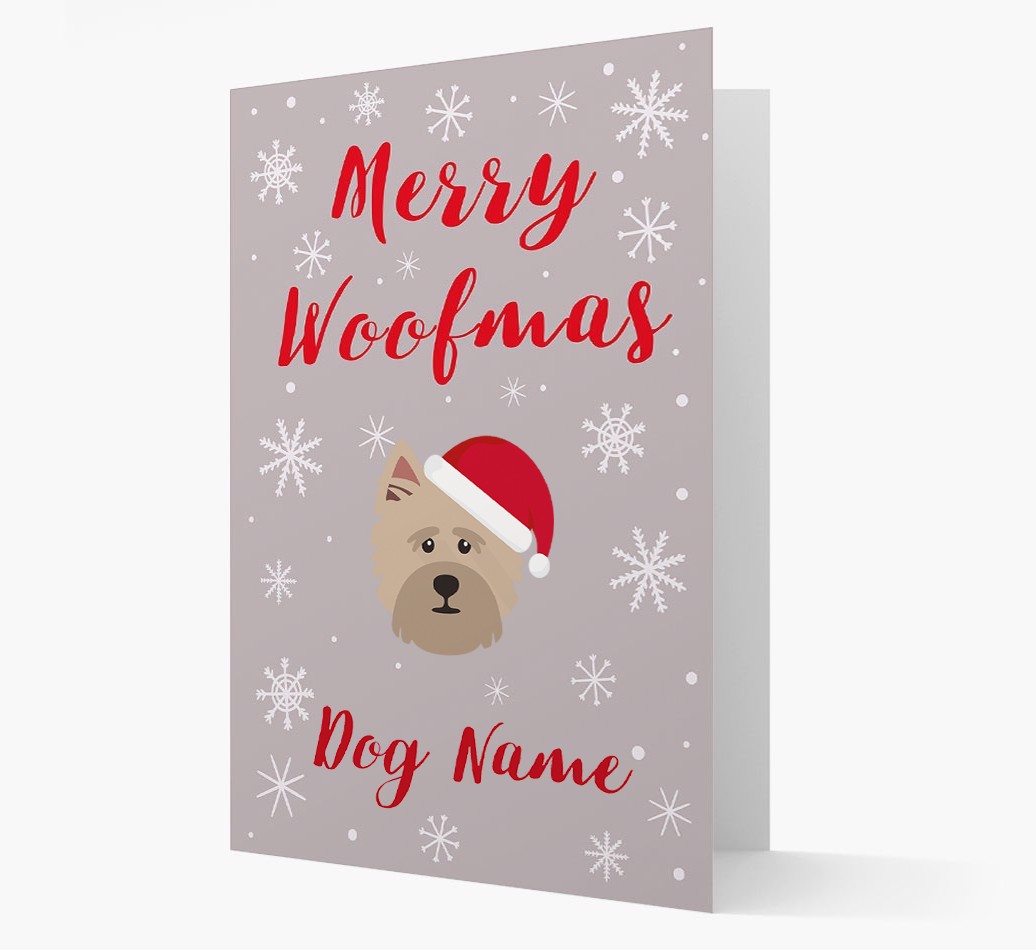 'Merry Woofmas {dogsName}' Card with your {breedFullName} Christmas Icon