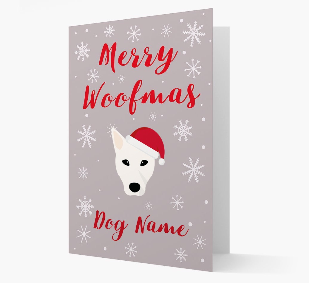'Merry Woofmas {dogsName}' Card with your {breedFullName} Christmas Icon