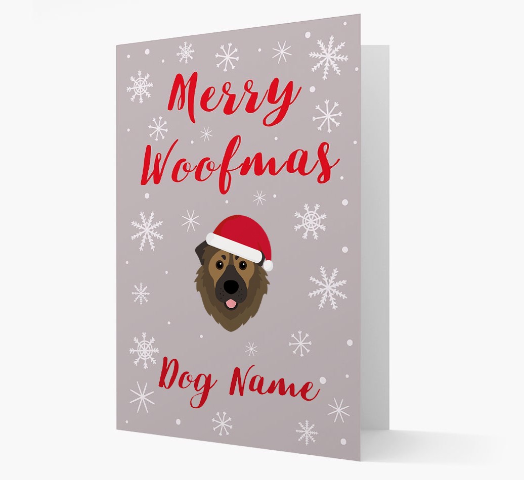 'Merry Woofmas {dogsName}' Card with your {breedFullName} Christmas Icon