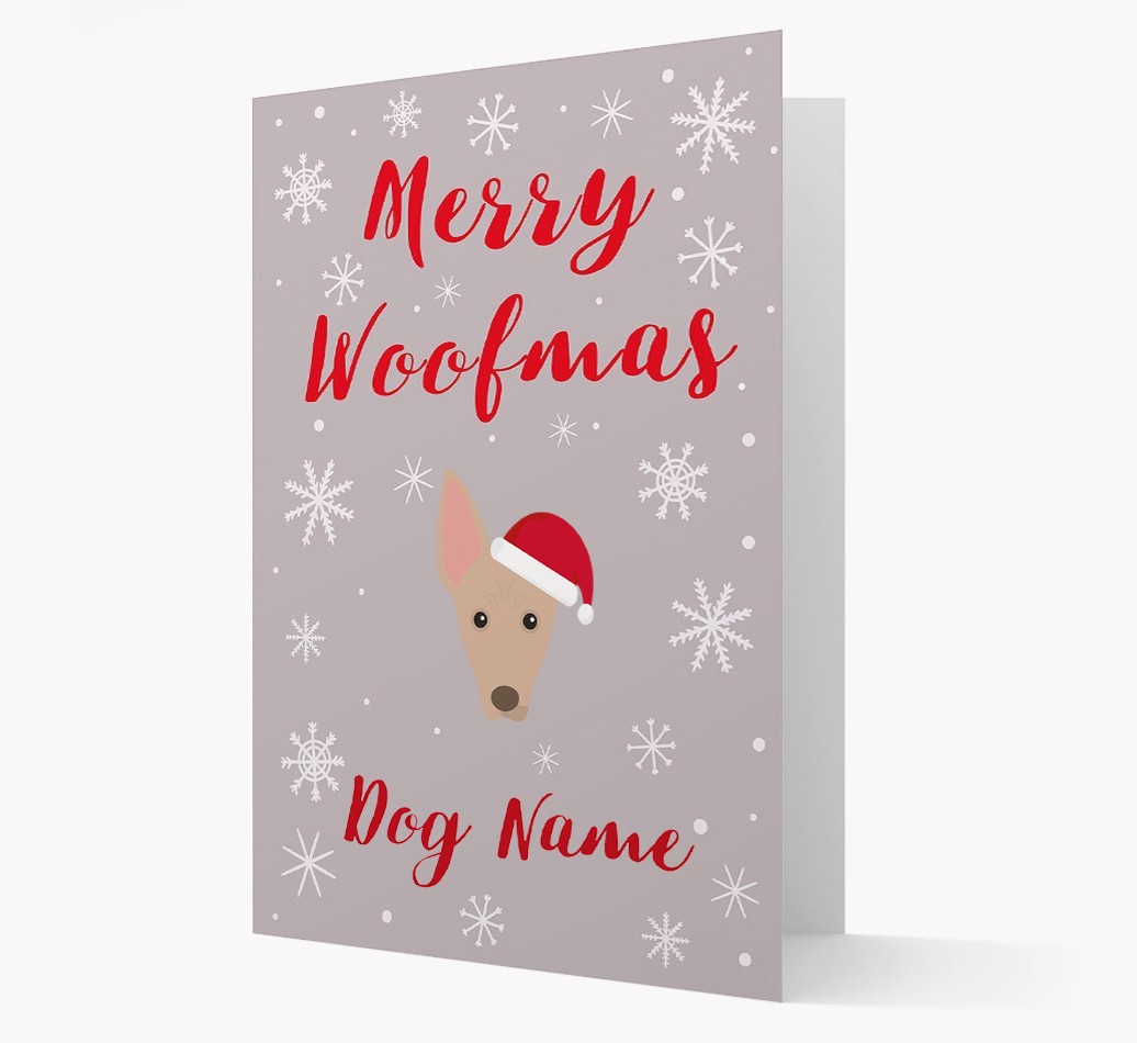 'Merry Woofmas {dogsName}' Card with your {breedFullName} Christmas Icon