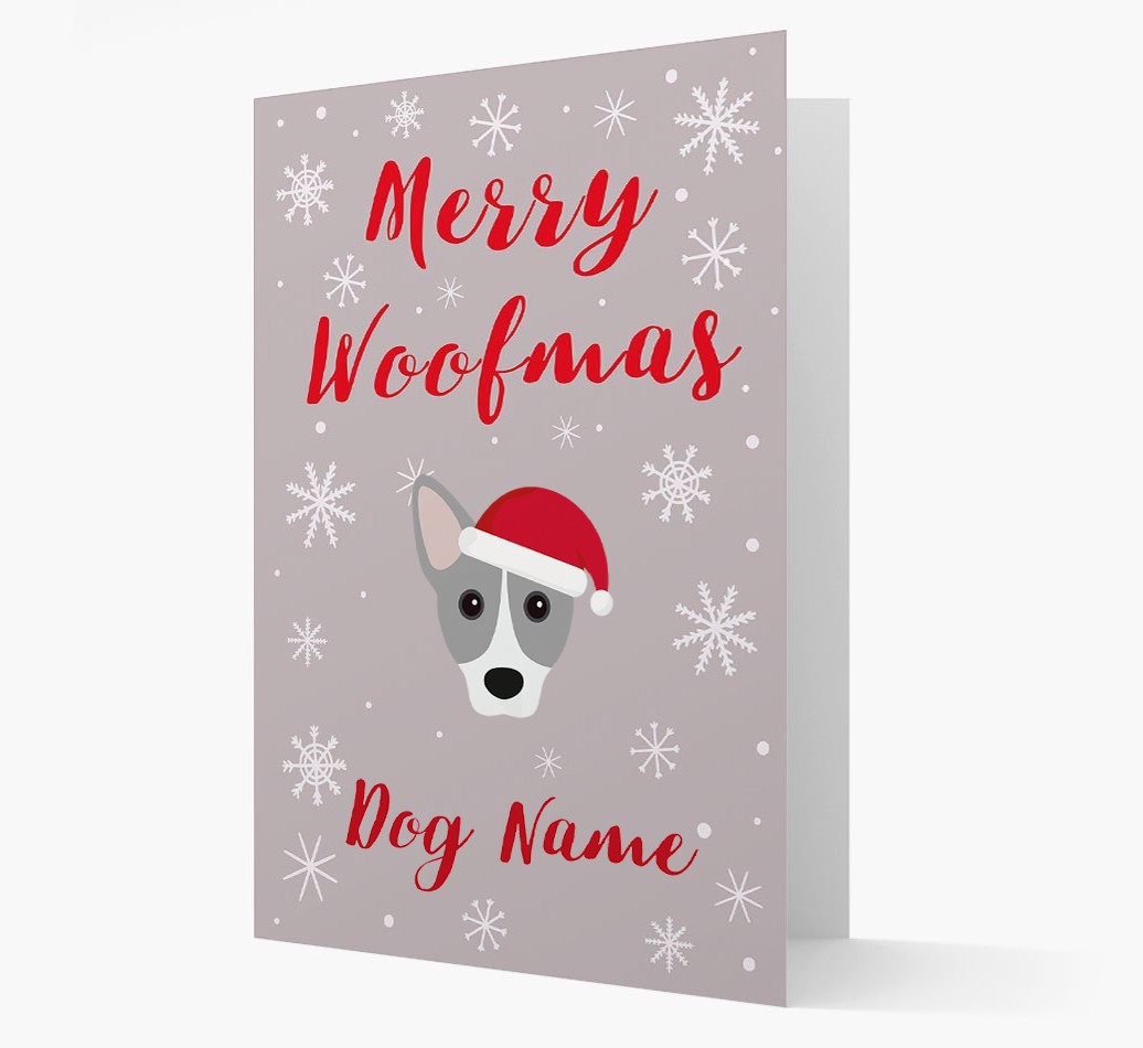 'Merry Woofmas {dogsName}' Card with your {breedFullName} Christmas Icon