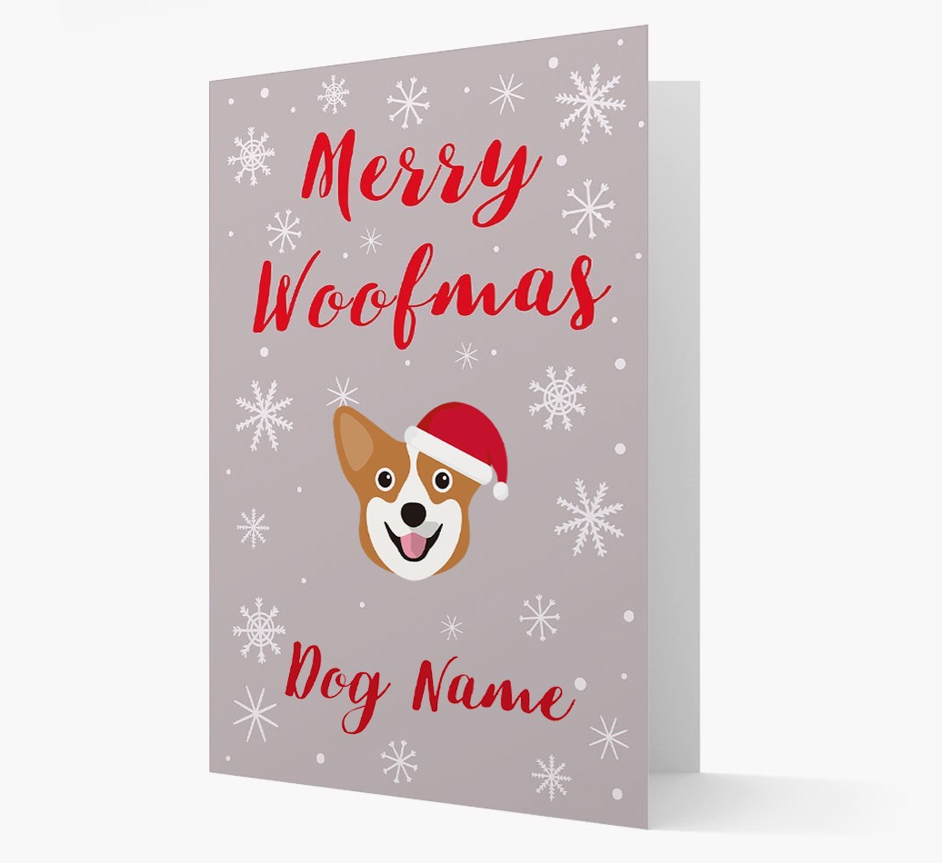 'Merry Woofmas {dogsName}' Card with your {breedFullName} Christmas Icon