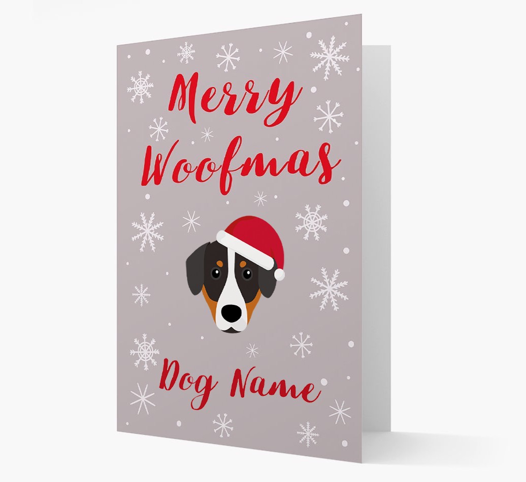 'Merry Woofmas {dogsName}' Card with your {breedFullName} Christmas Icon