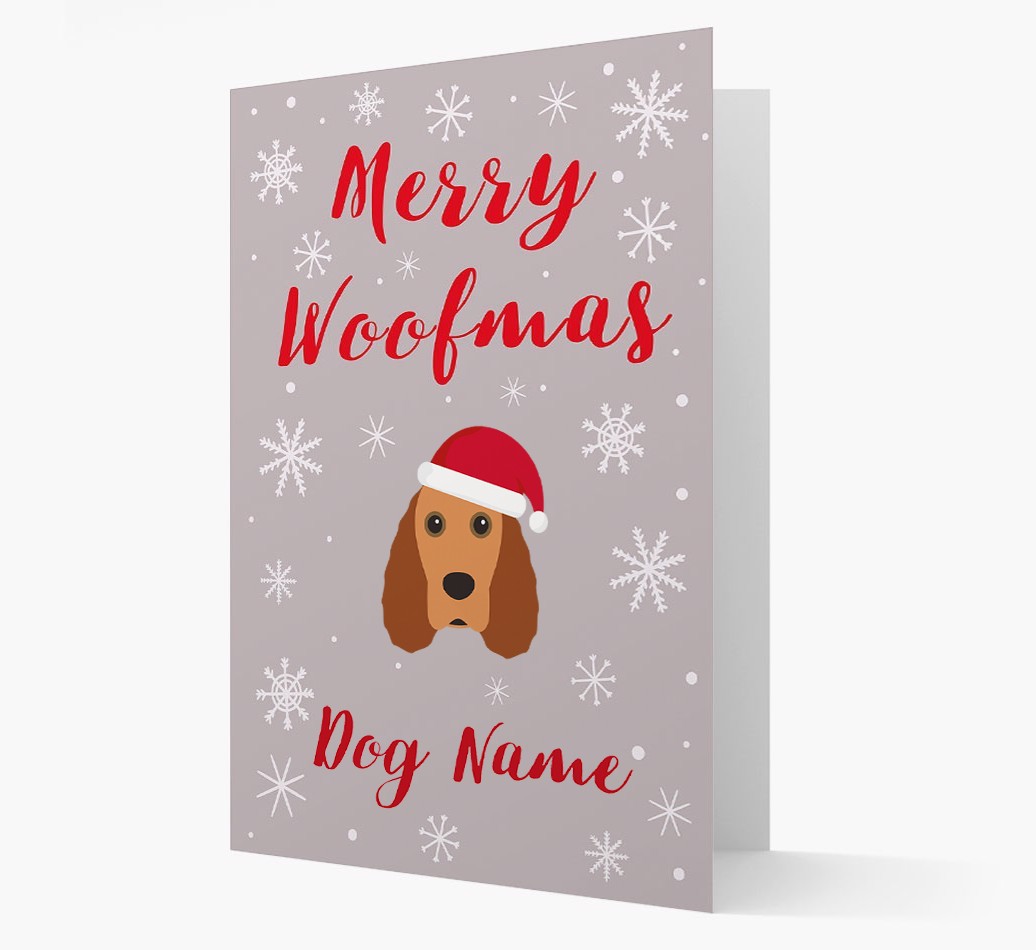 'Merry Woofmas {dogsName}' Card with your {breedFullName} Christmas Icon