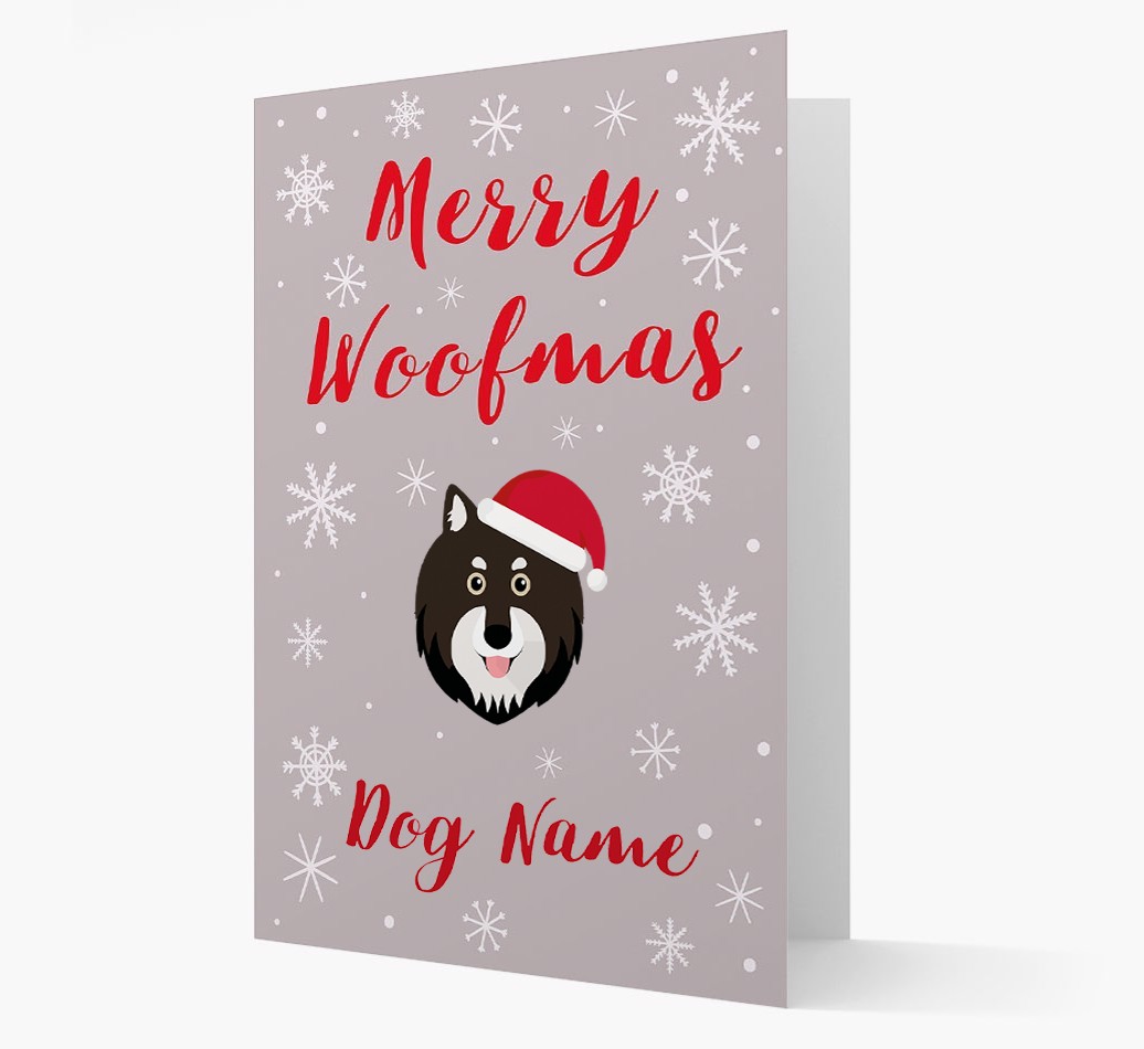'Merry Woofmas {dogsName}' Card with your {breedFullName} Christmas Icon