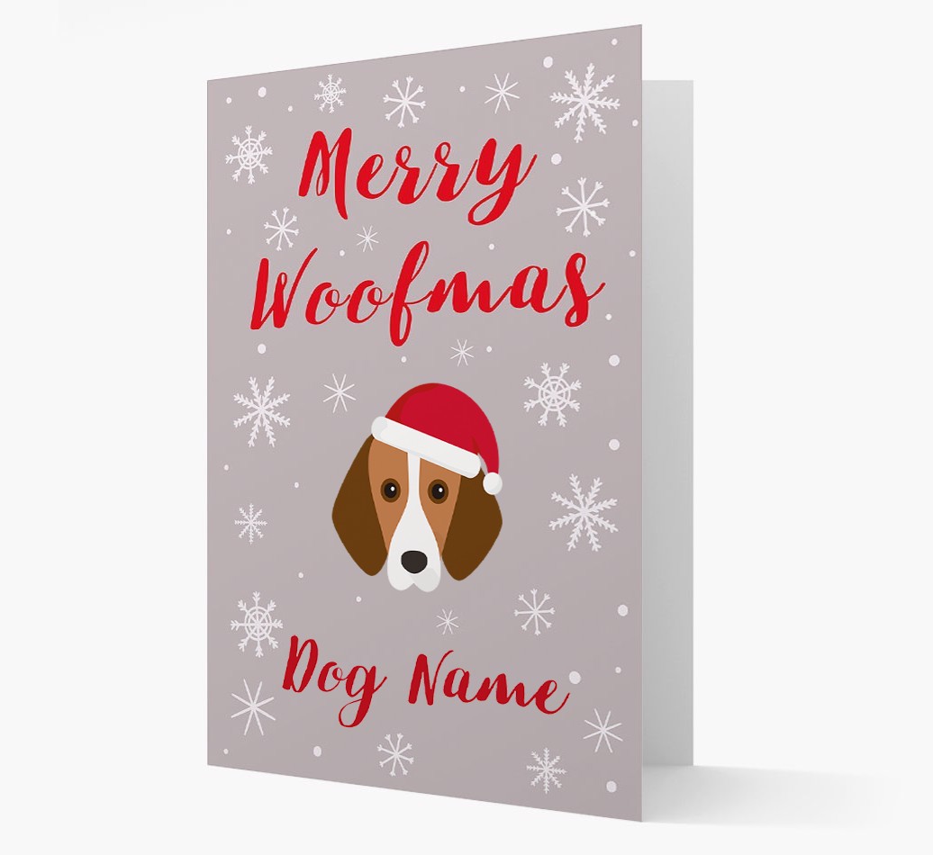 'Merry Woofmas {dogsName}' Card with your {breedFullName} Christmas Icon