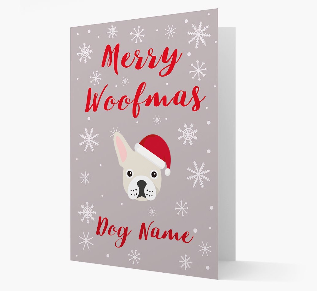 'Merry Woofmas {dogsName}' Card with your {breedFullName} Christmas Icon