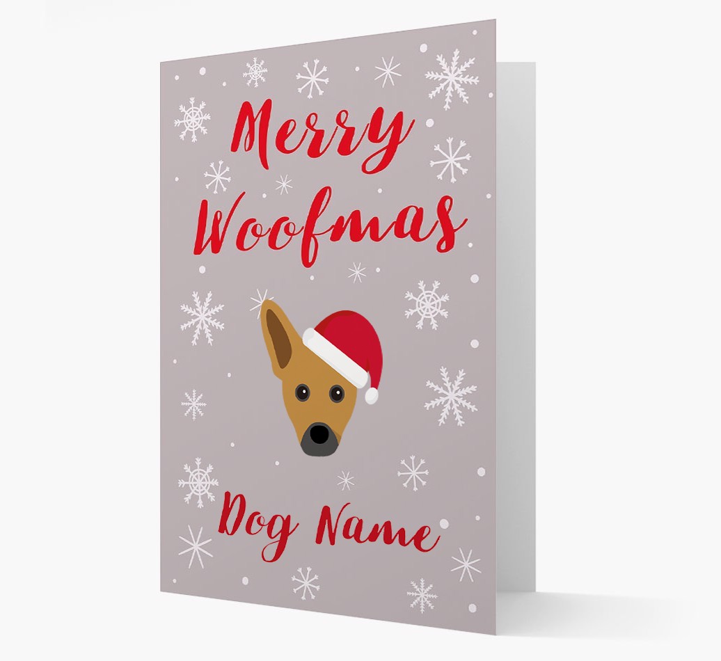 'Merry Woofmas {dogsName}' Card with your {breedFullName} Christmas Icon