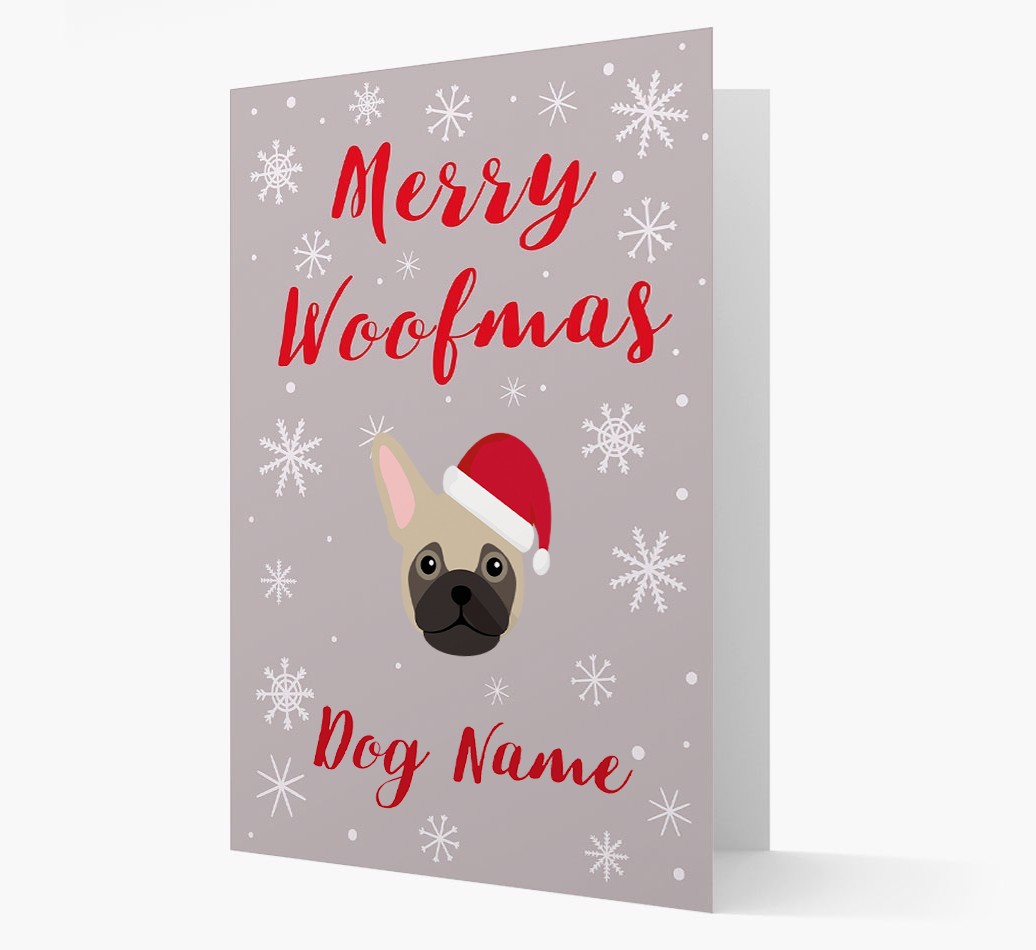 'Merry Woofmas {dogsName}' Card with your {breedFullName} Christmas Icon