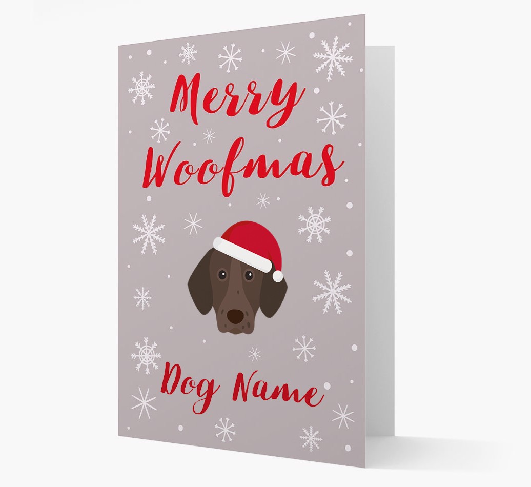'Merry Woofmas {dogsName}' Card with your {breedFullName} Christmas Icon