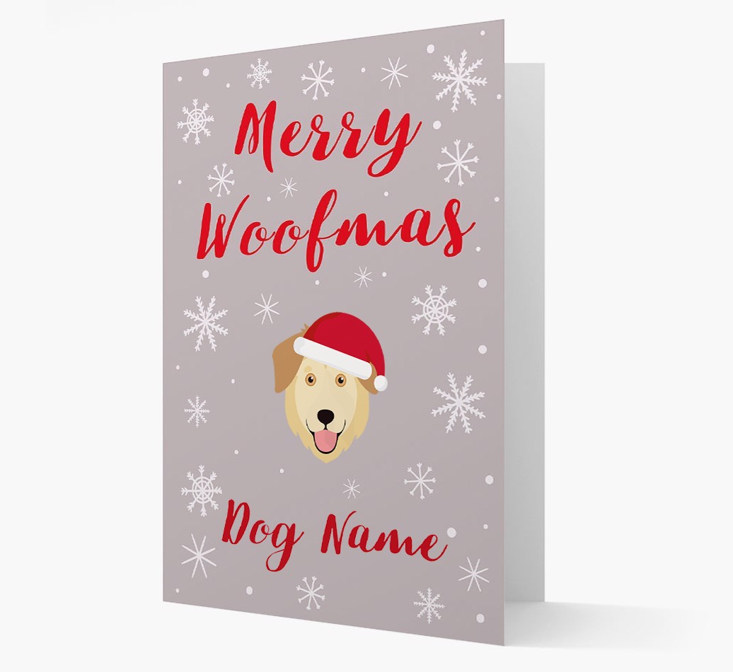 'Merry Woofmas {dogsName}' Card with your {breedFullName} Christmas Icon