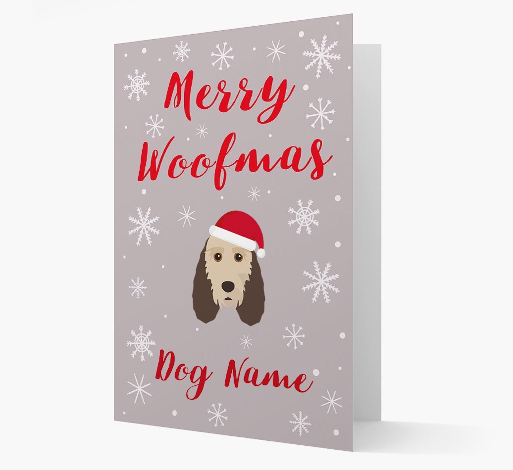'Merry Woofmas {dogsName}' Card with your {breedFullName} Christmas Icon