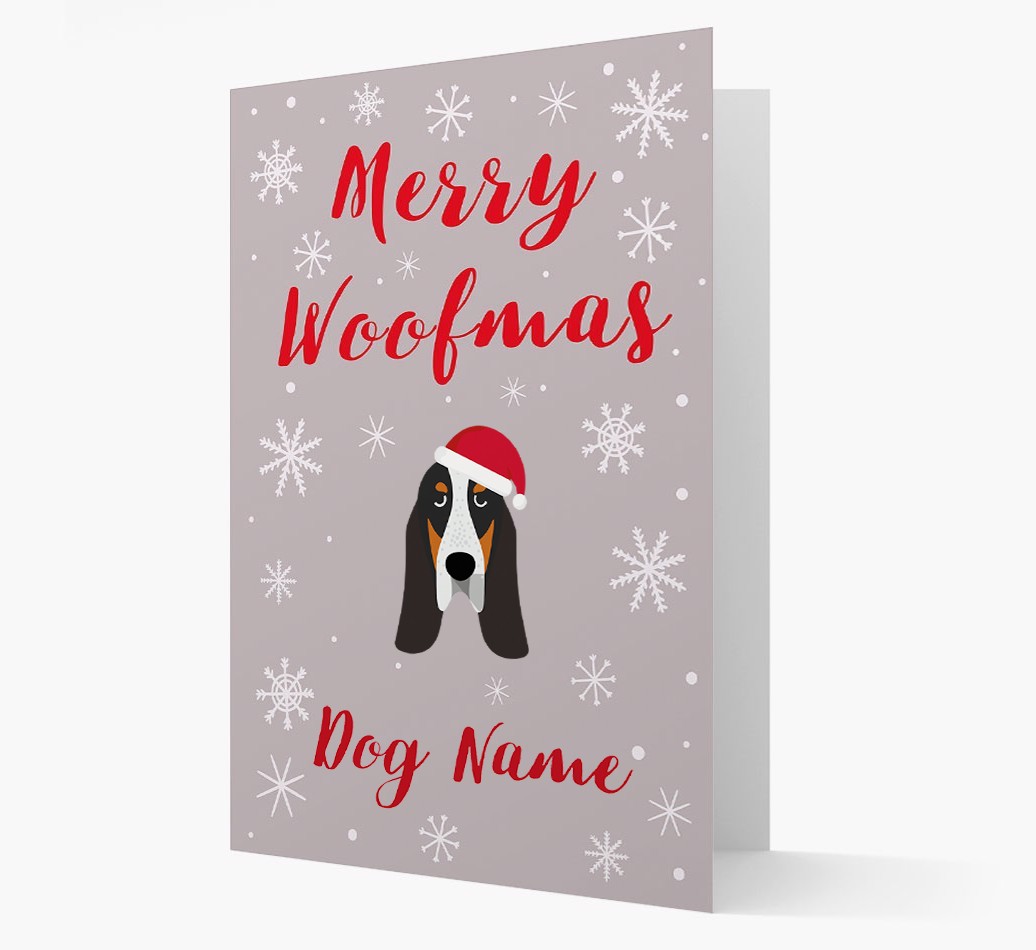 'Merry Woofmas {dogsName}' Card with your {breedFullName} Christmas Icon
