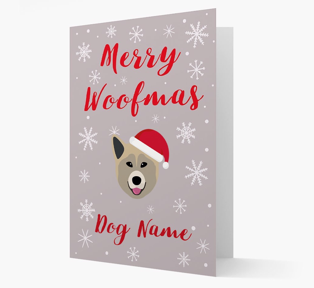 'Merry Woofmas {dogsName}' Card with your {breedFullName} Christmas Icon