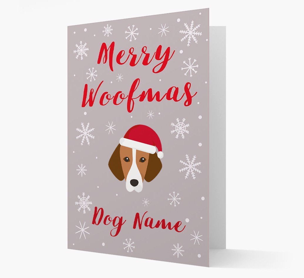 'Merry Woofmas {dogsName}' Card with your {breedFullName} Christmas Icon