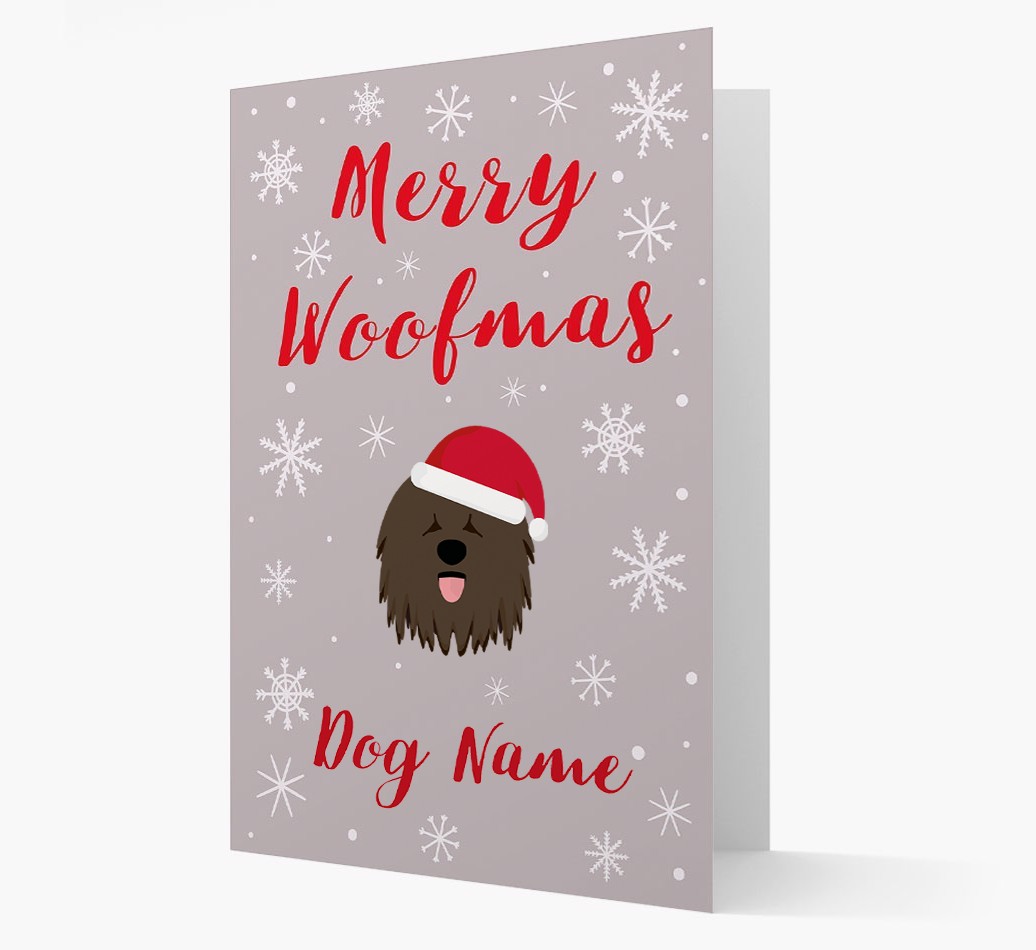 'Merry Woofmas {dogsName}' Card with your {breedFullName} Christmas Icon