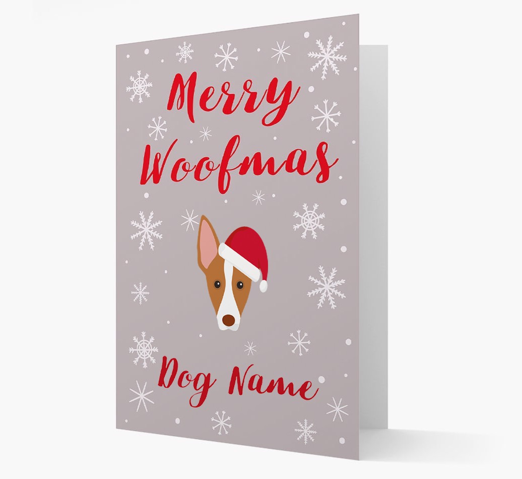'Merry Woofmas {dogsName}' Card with your {breedFullName} Christmas Icon