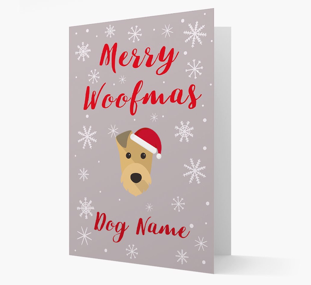 'Merry Woofmas {dogsName}' Card with your {breedFullName} Christmas Icon
