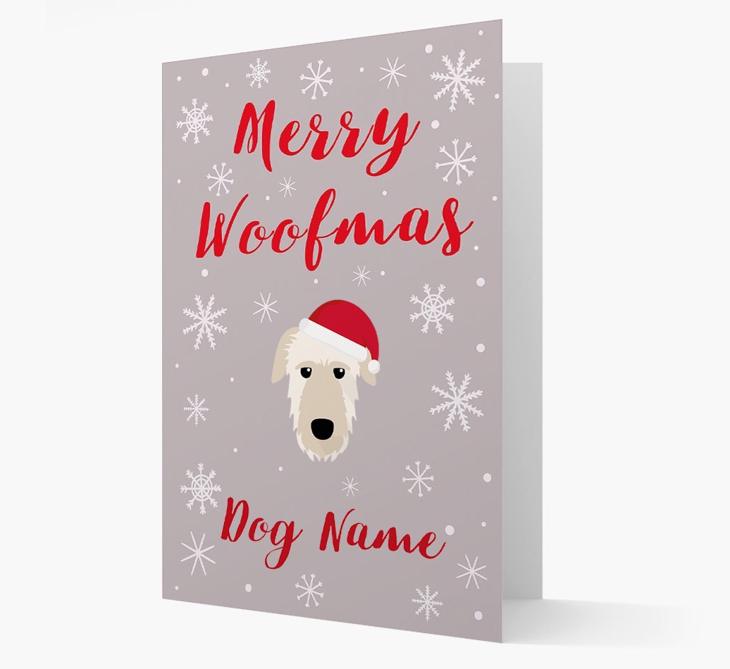 'Merry Woofmas {dogsName}' Card with your {breedFullName} Christmas Icon