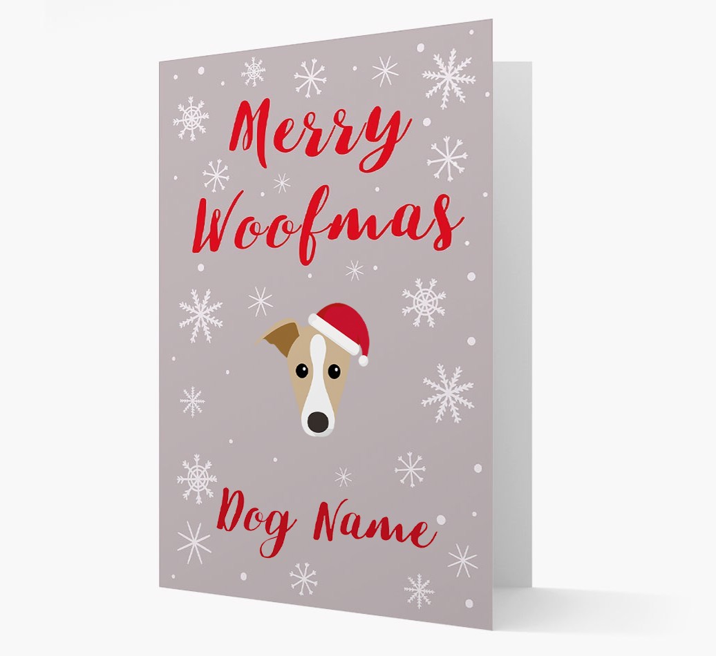 'Merry Woofmas {dogsName}' Card with your {breedFullName} Christmas Icon