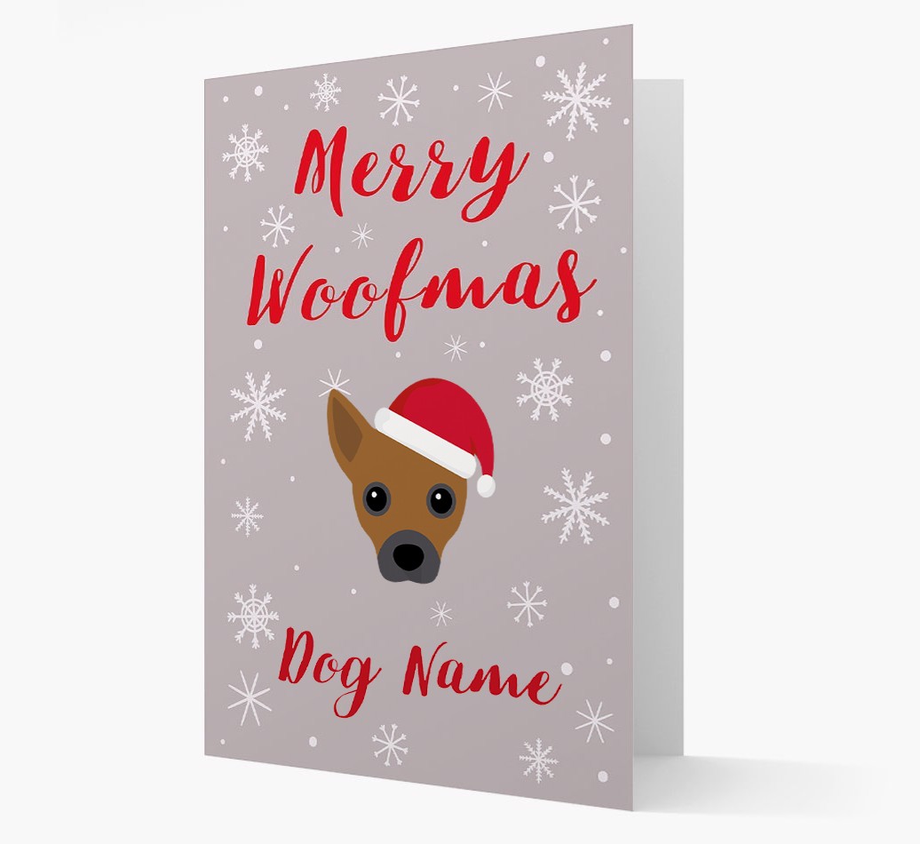 'Merry Woofmas {dogsName}' Card with your {breedFullName} Christmas Icon