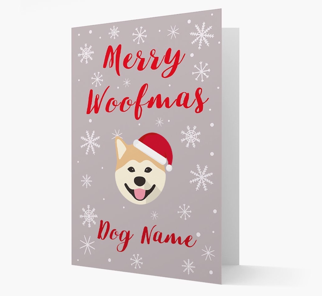 'Merry Woofmas {dogsName}' Card with your {breedFullName} Christmas Icon