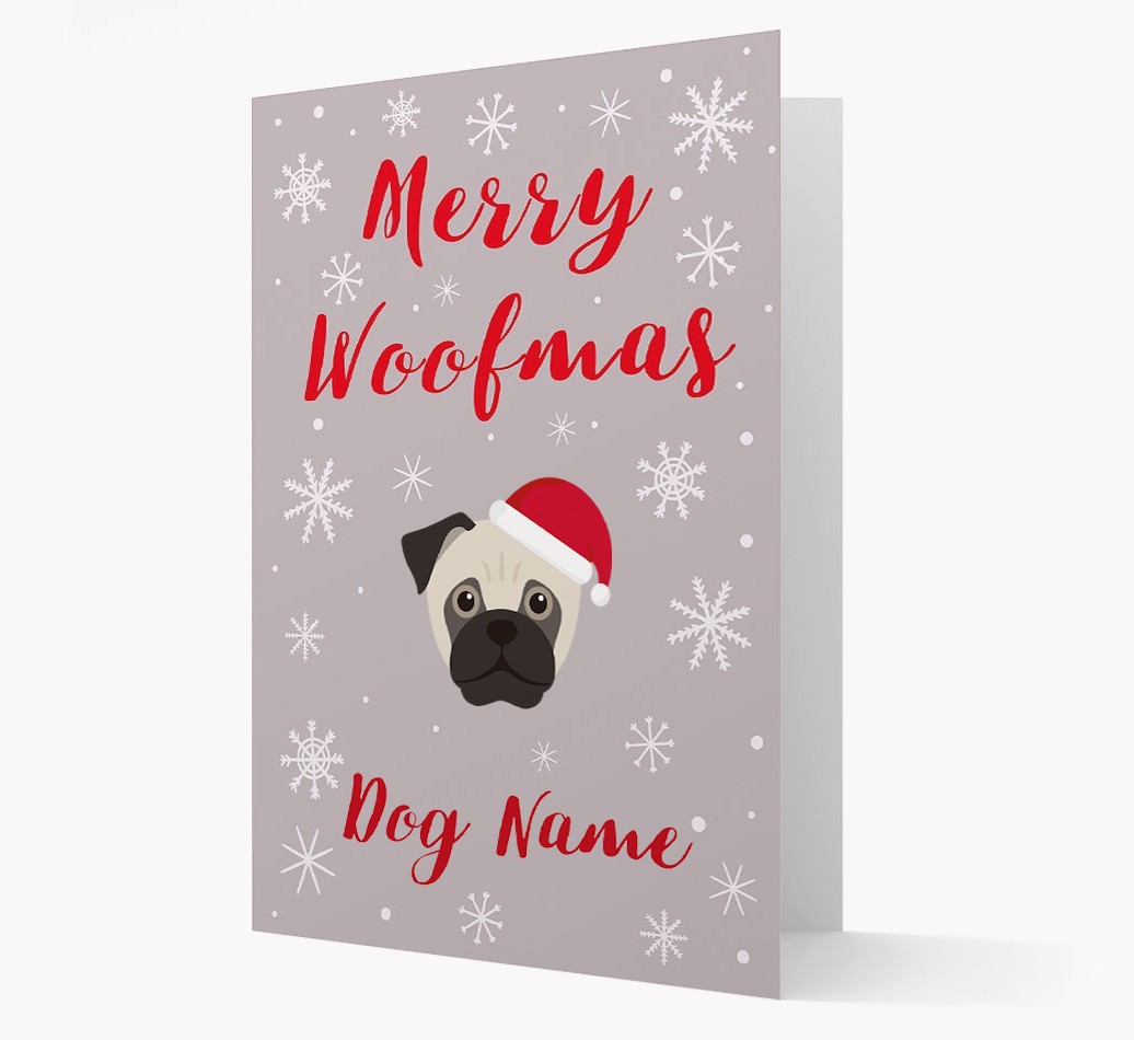 'Merry Woofmas {dogsName}' Card with your {breedFullName} Christmas Icon