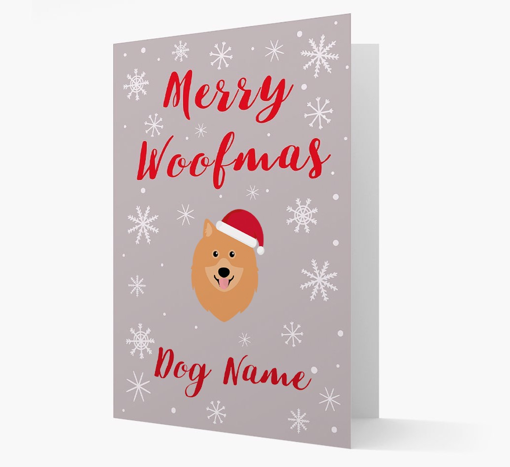 'Merry Woofmas {dogsName}' Card with your {breedFullName} Christmas Icon