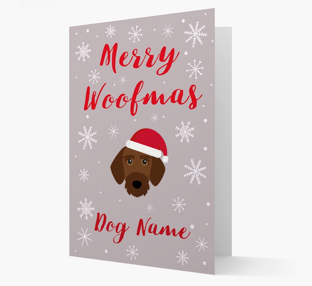 'Merry Woofmas {dogsName}' Card with your {breedFullName} Christmas Icon
