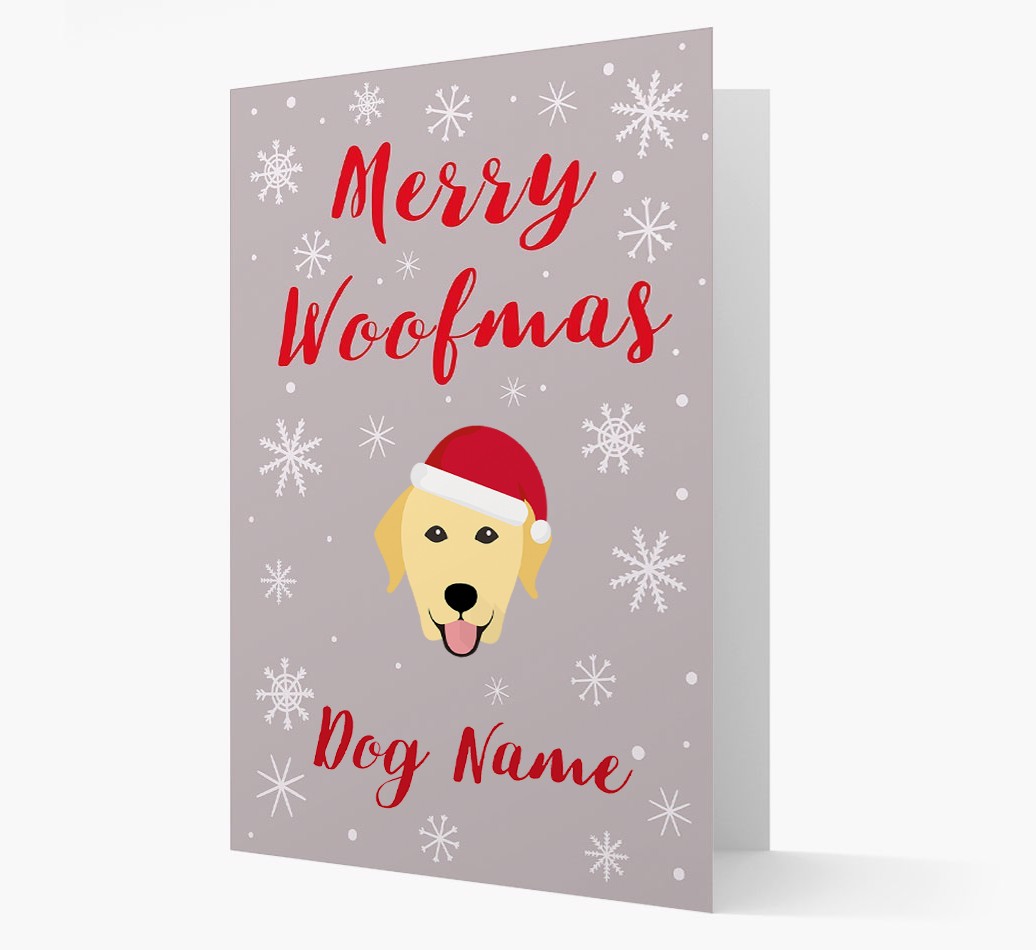 'Merry Woofmas {dogsName}' Card with your {breedFullName} Christmas Icon