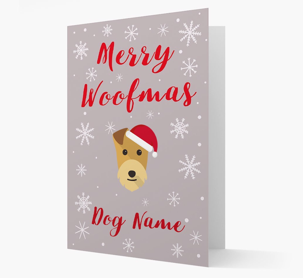 'Merry Woofmas {dogsName}' Card with your {breedFullName} Christmas Icon