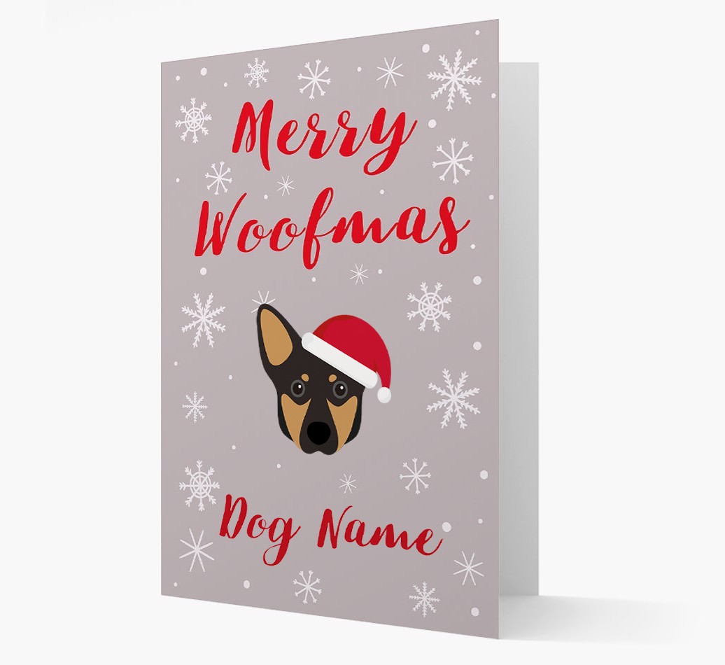 'Merry Woofmas {dogsName}' Card with your {breedFullName} Christmas Icon