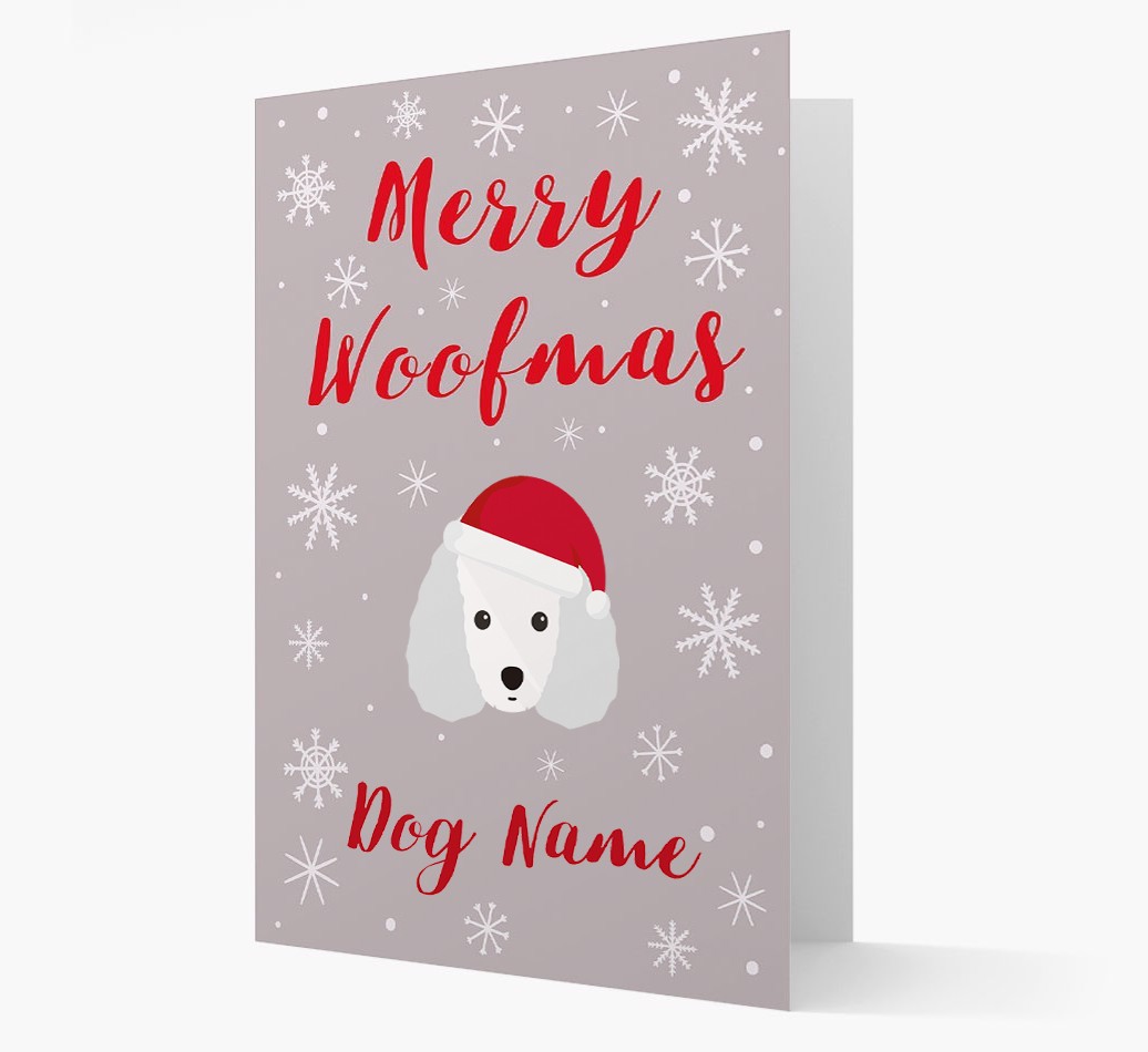 'Merry Woofmas {dogsName}' Card with your {breedFullName} Christmas Icon