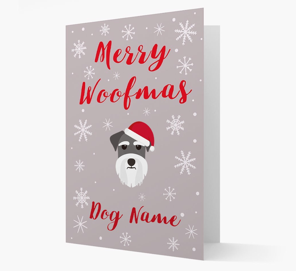 'Merry Woofmas {dogsName}' Card with your {breedFullName} Christmas Icon