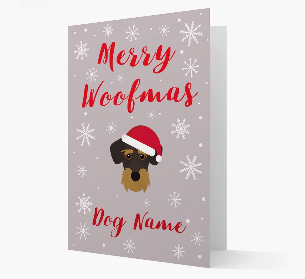 'Merry Woofmas {dogsName}' Card with your {breedFullName} Christmas Icon