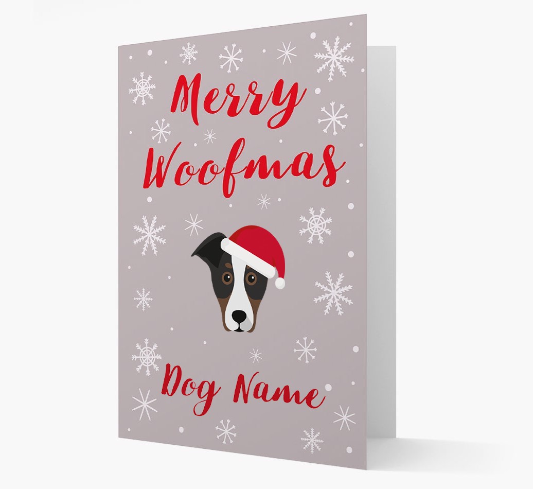 'Merry Woofmas {dogsName}' Card with your {breedFullName} Christmas Icon