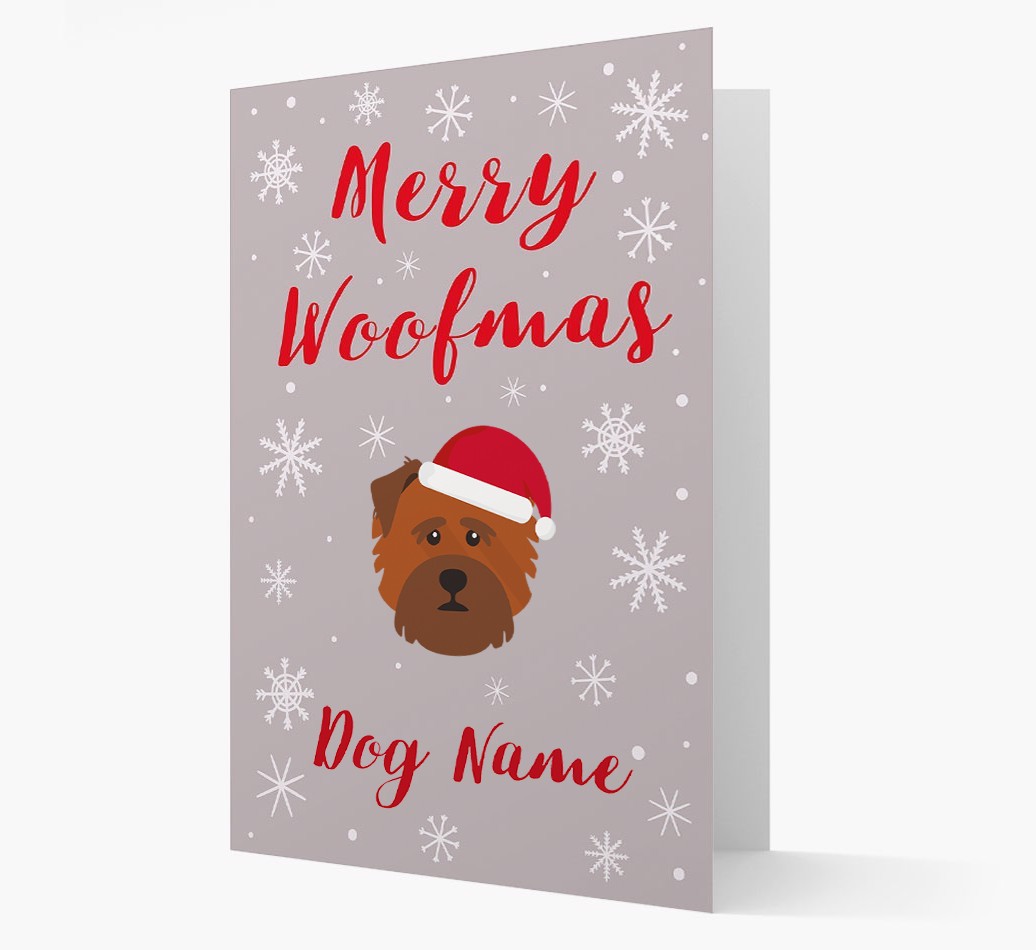 'Merry Woofmas {dogsName}' Card with your {breedFullName} Christmas Icon
