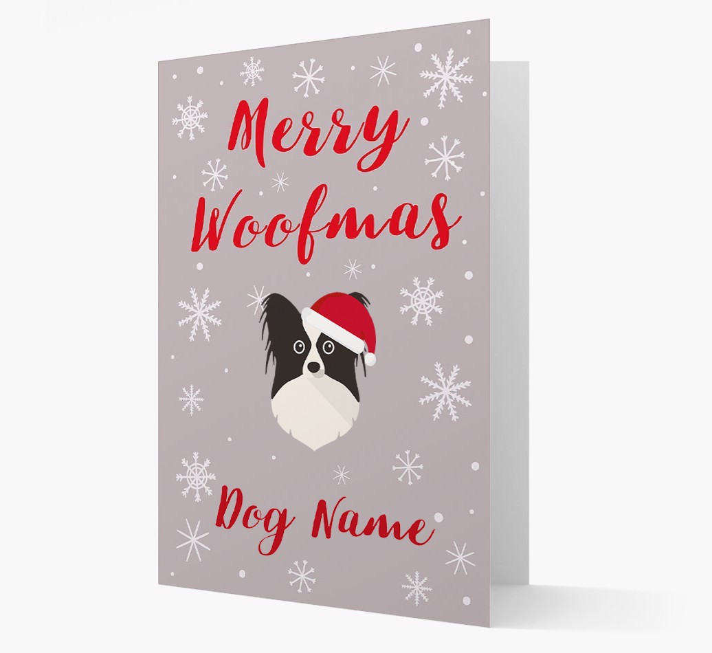 'Merry Woofmas {dogsName}' Card with your {breedFullName} Christmas Icon