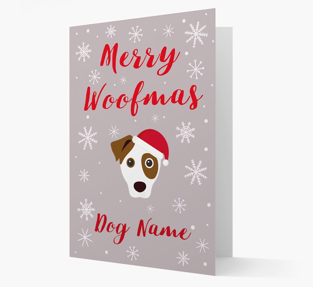 'Merry Woofmas {dogsName}' Card with your {breedFullName} Christmas Icon