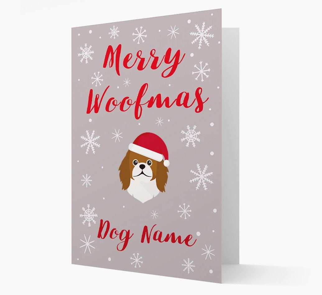 'Merry Woofmas {dogsName}' Card with your {breedFullName} Christmas Icon