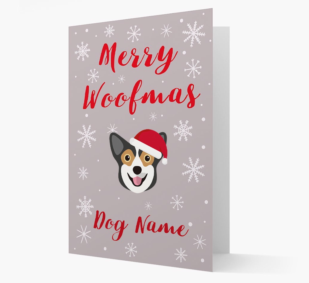 'Merry Woofmas {dogsName}' Card with your {breedFullName} Christmas Icon