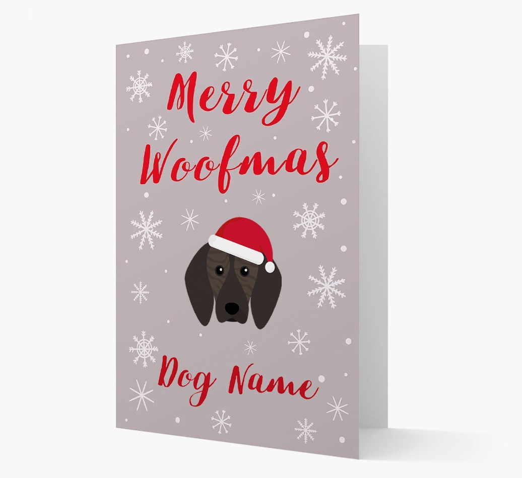 'Merry Woofmas {dogsName}' Card with your {breedFullName} Christmas Icon