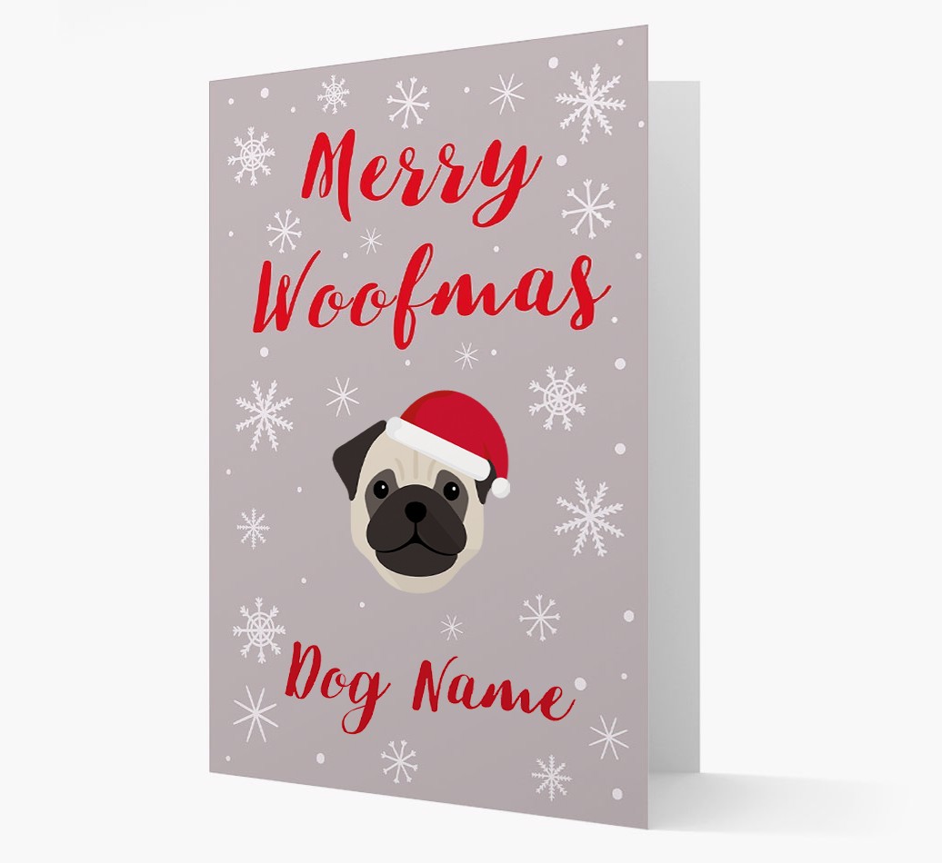 'Merry Woofmas {dogsName}' Card with your {breedFullName} Christmas Icon