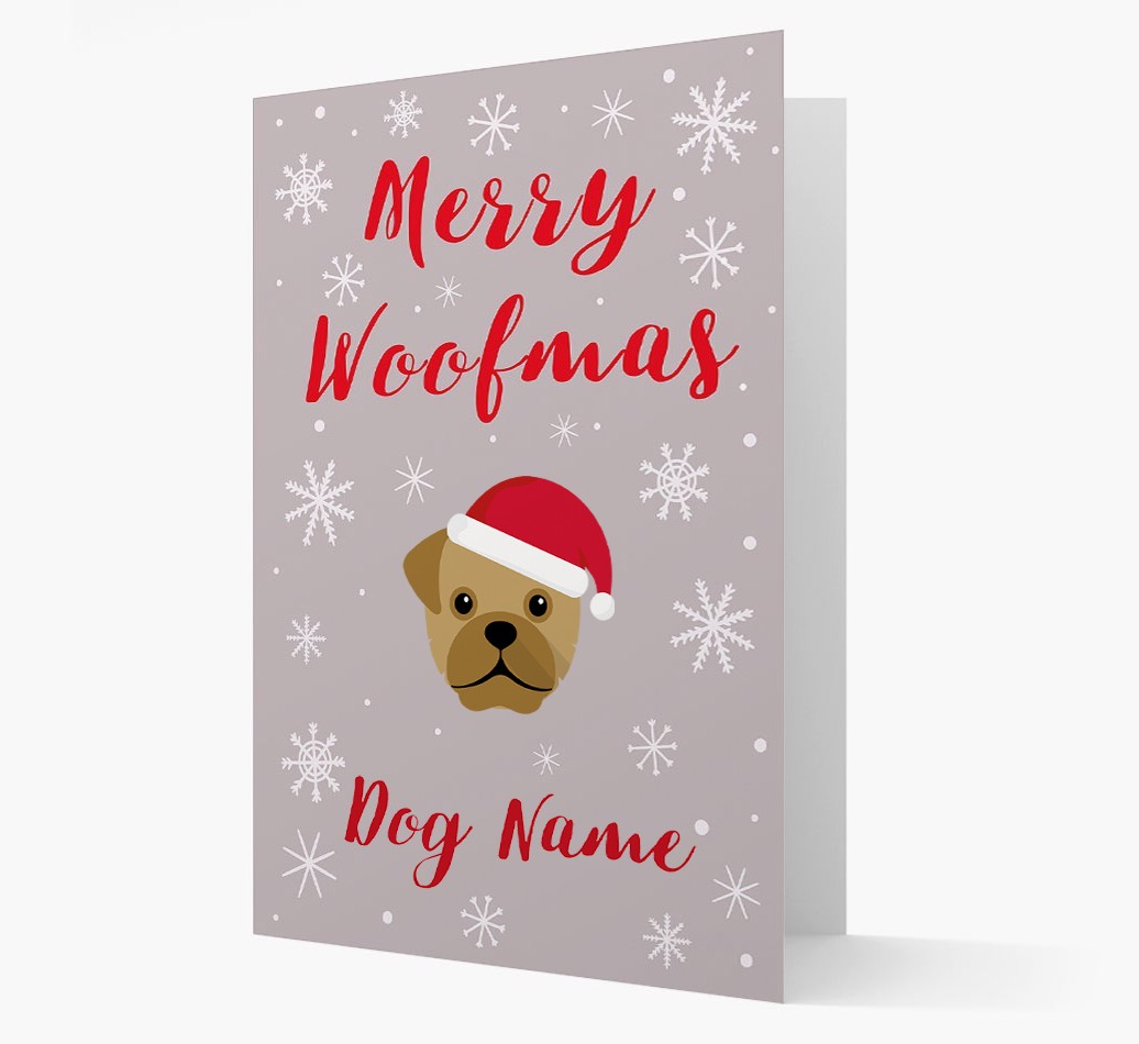 'Merry Woofmas {dogsName}' Card with your {breedFullName} Christmas Icon