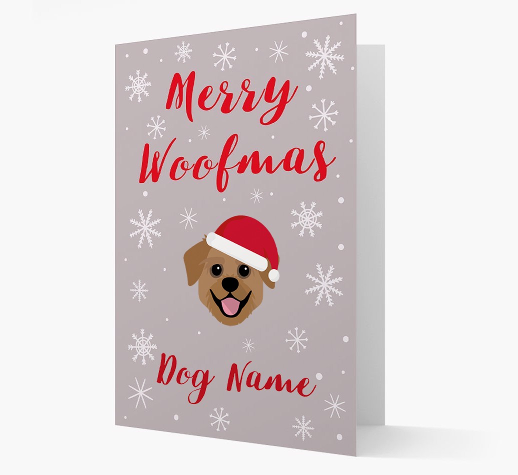 'Merry Woofmas {dogsName}' Card with your {breedFullName} Christmas Icon