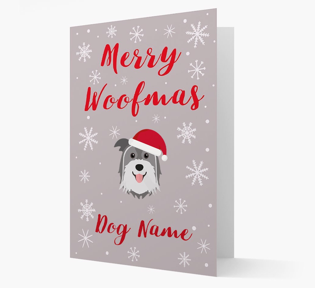 'Merry Woofmas {dogsName}' Card with your {breedFullName} Christmas Icon