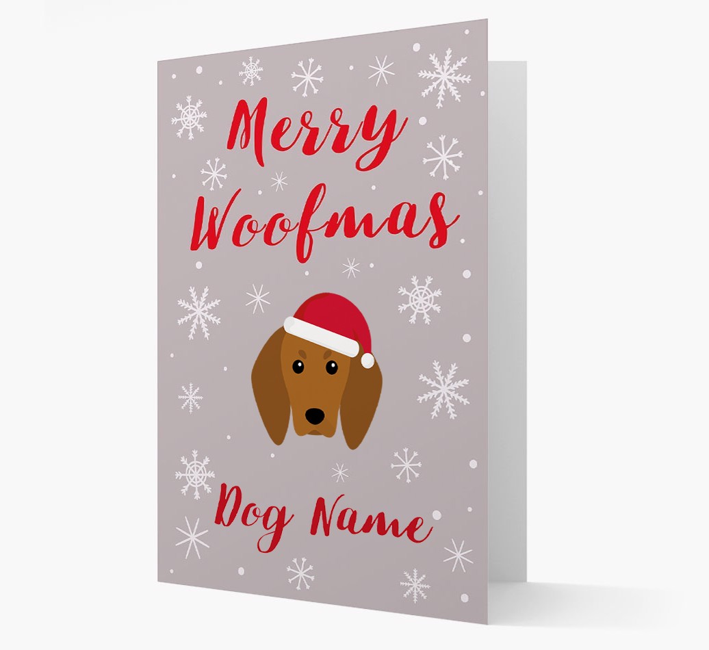 'Merry Woofmas {dogsName}' Card with your {breedFullName} Christmas Icon