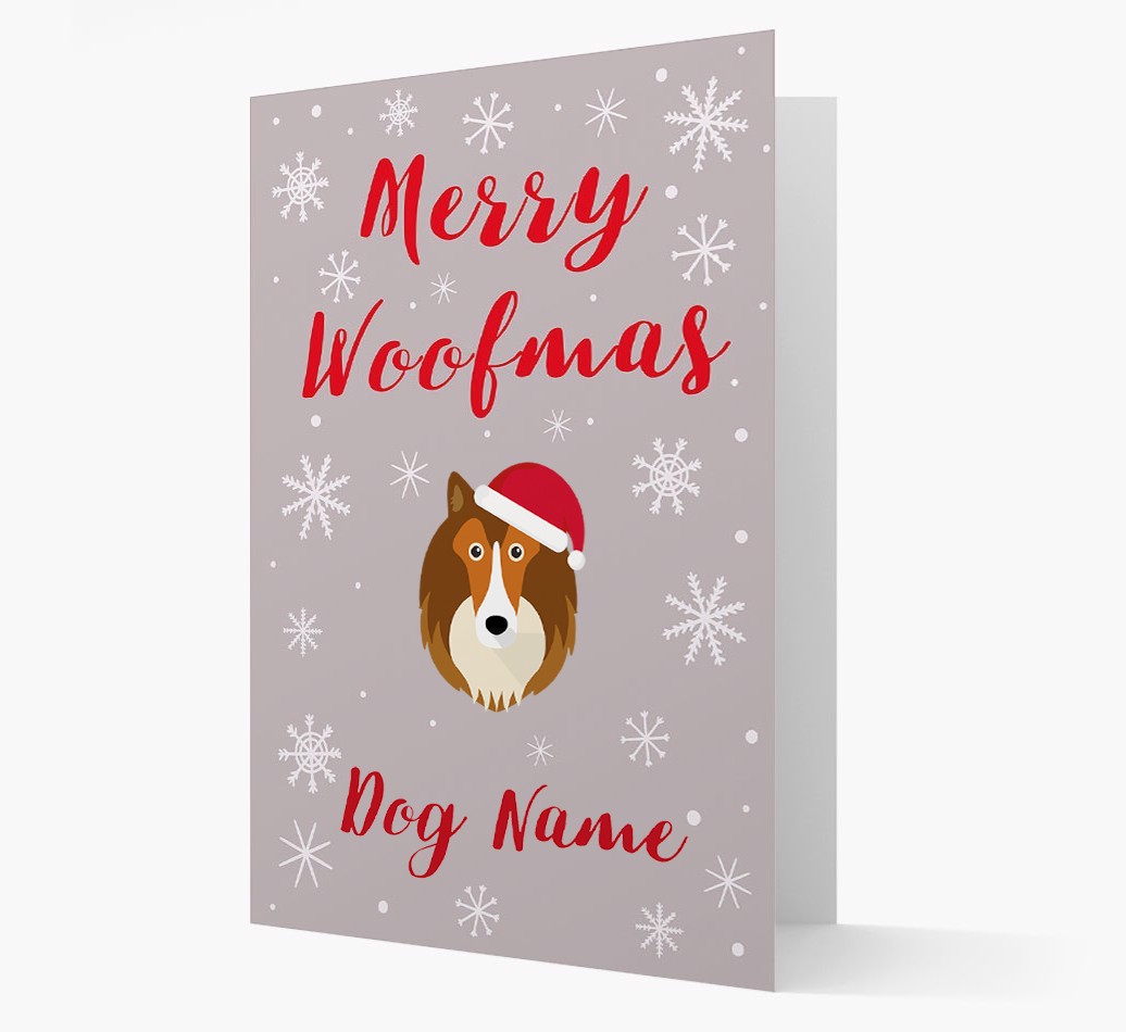 'Merry Woofmas {dogsName}' Card with your {breedFullName} Christmas Icon