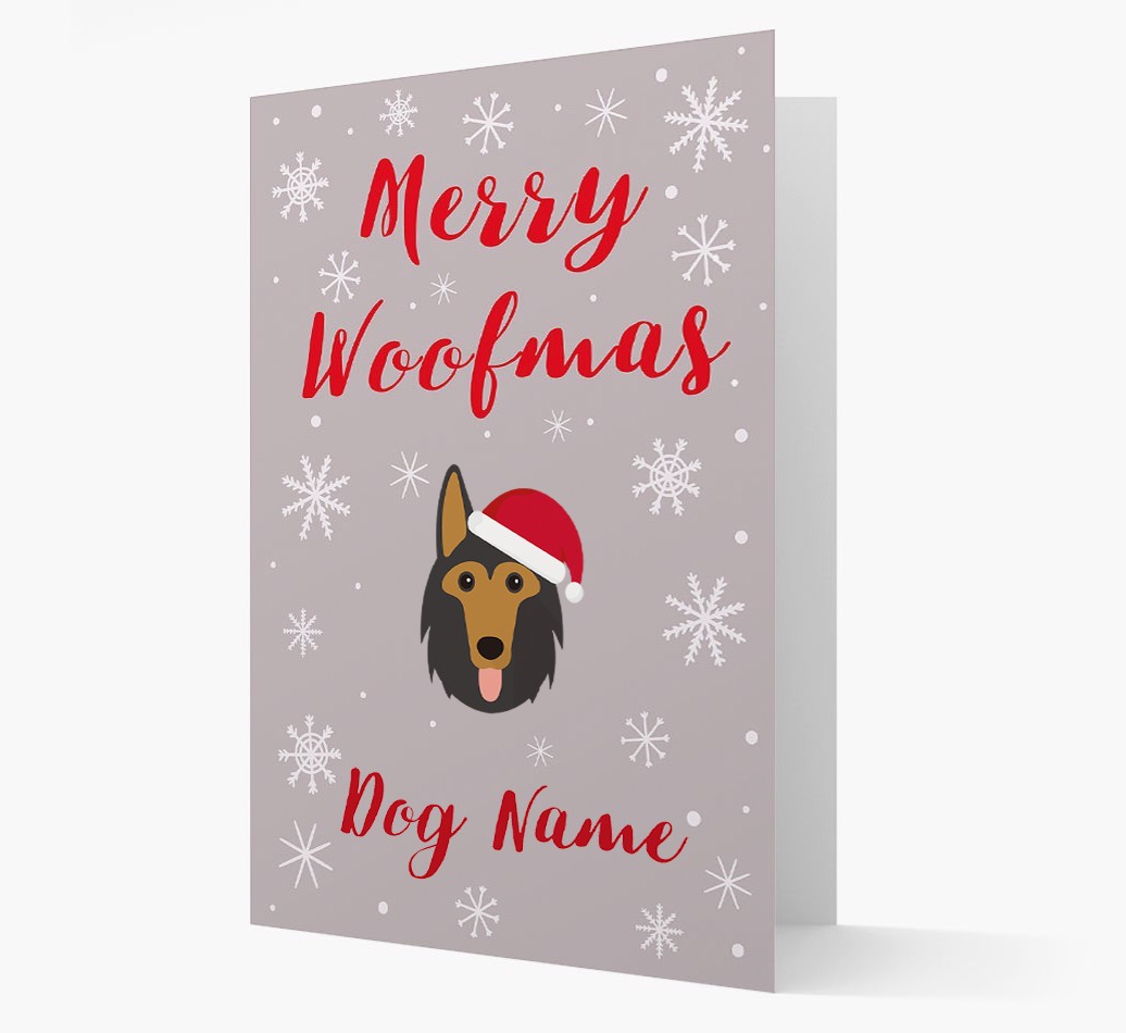 'Merry Woofmas {dogsName}' Card with your {breedFullName} Christmas Icon